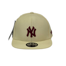 Boné Aba Reta New York Yankees - Cor Amarelo  Logo Vinho
