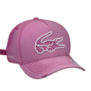 Boné Destroyed Lacoste Big Lacoste   - Cor Rosa  Logo Branco