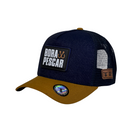 Boné Trucker Agro Bora Pescar - Cor Azul Escuro  Logo Original