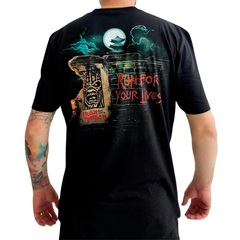 Camiseta Manga Curta Iron Maiden - Run For Your Lives World Tour