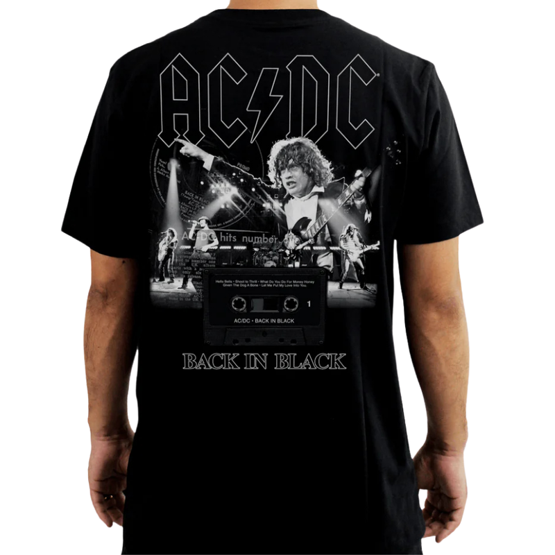 Camiseta Manga Curta ACDC - Back In Black Tape