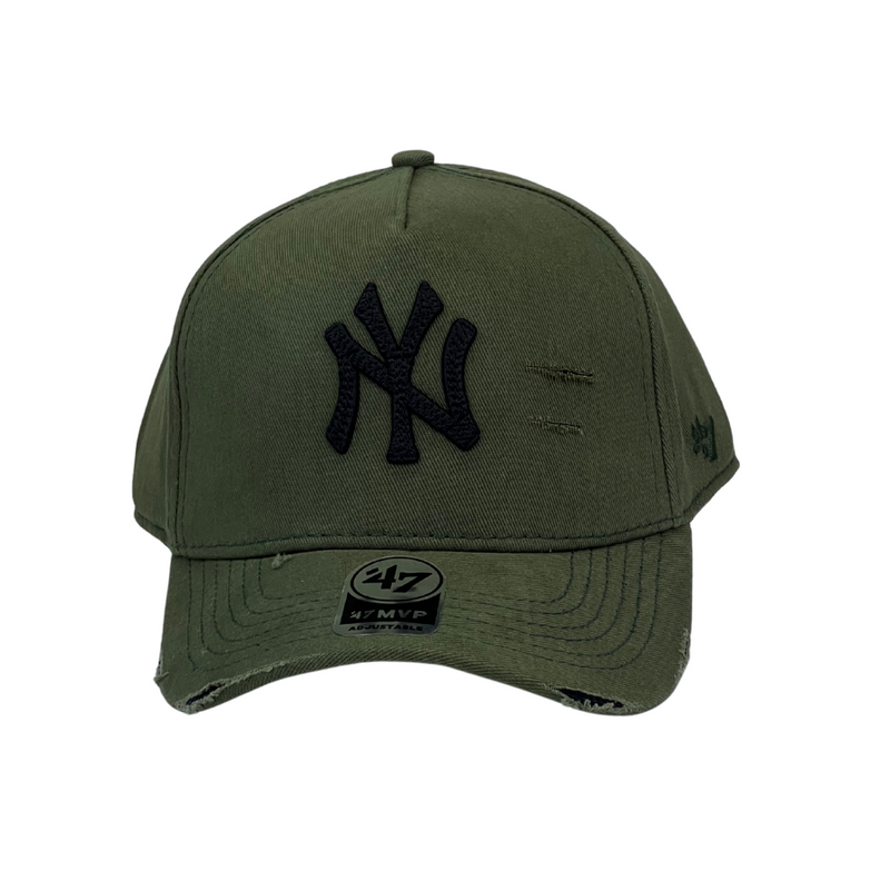 Boné Destroyed New York Yankees - Cor Verde  Logo Preto