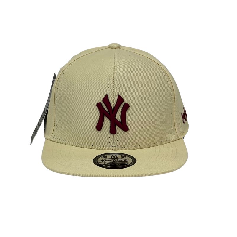Boné Aba Reta New York Yankees - Cor Amarelo  Logo Vinho