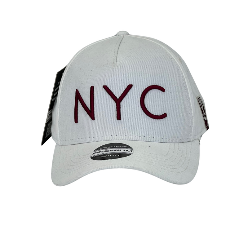 Boné Urbano New York City NYC - Cor Branco  Logo Vinho
