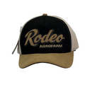Boné Trucker Rodeo AgroFarm - Cor Preto e Bege  Logo Marrom