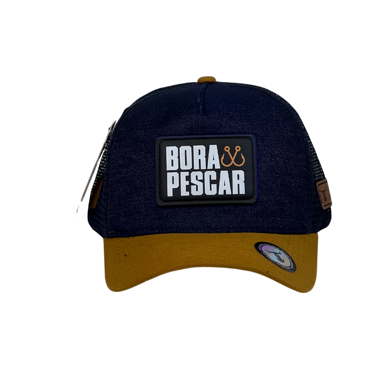 Boné Trucker Agro Bora Pescar - Cor Azul Escuro  Logo Original