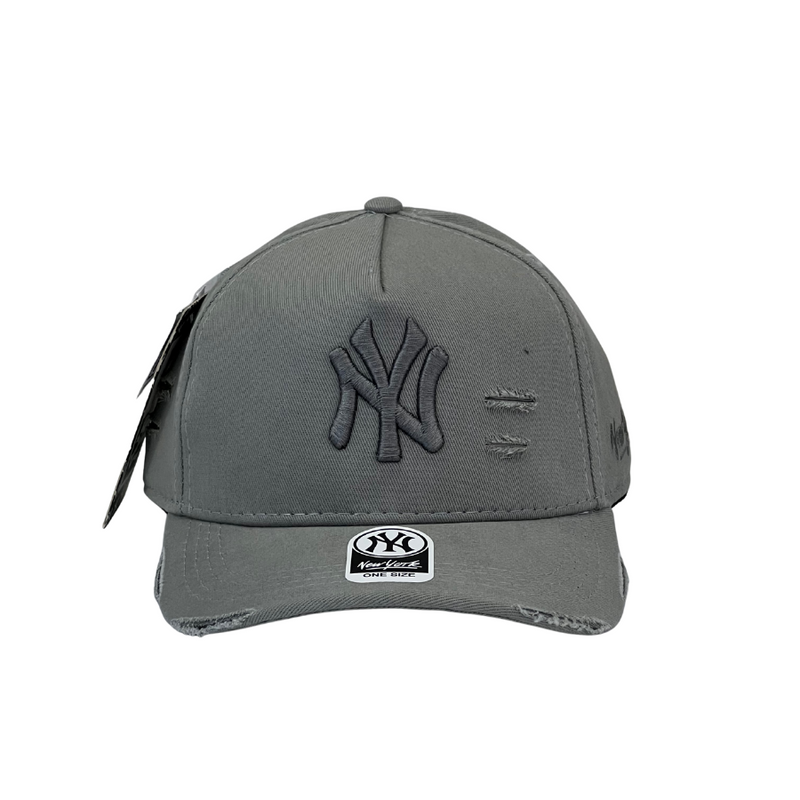 Boné Destroyed New York Yankees - Cor Cinza  Logo Cinza