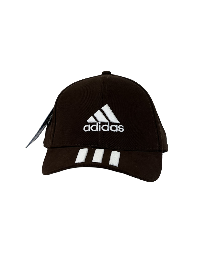 Boné Casual Adidas Basic Listras - Cor Marrom Logo Branco