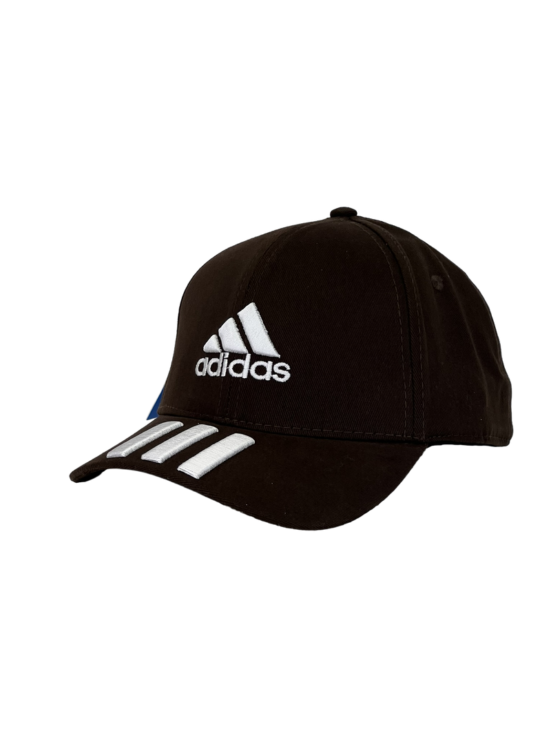 Boné Casual Adidas Basic Listras - Cor Marrom Logo Branco