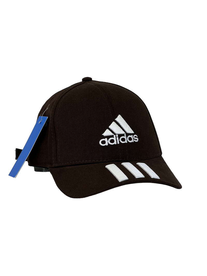 Boné Casual Adidas Basic Listras - Cor Marrom Logo Branco