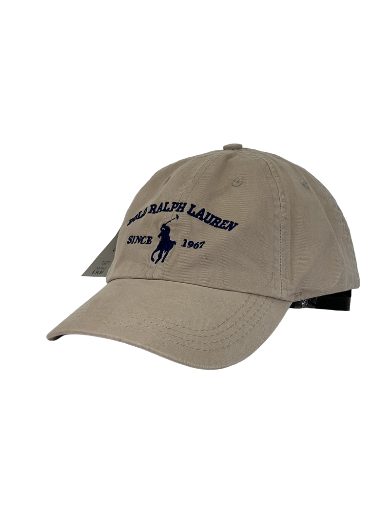 Boné Casual Polo Wear Classic - Cor Bege Logo Azul