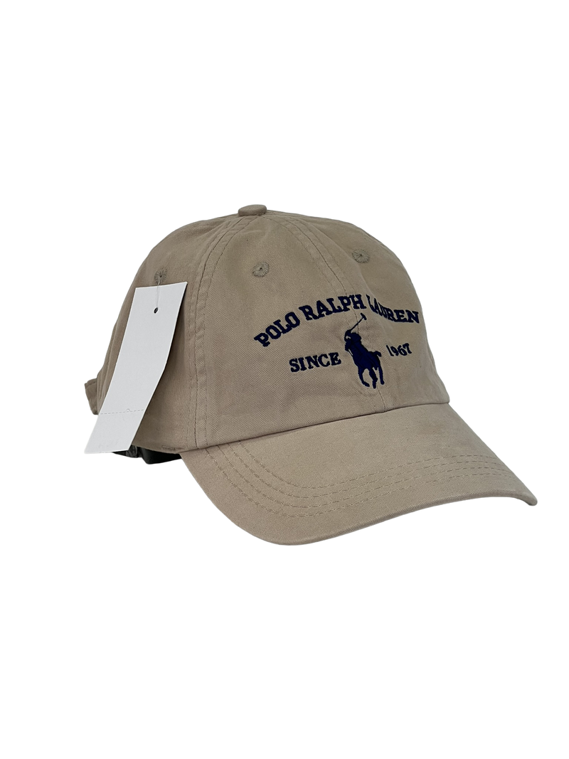 Boné Casual Polo Wear Classic - Cor Bege Logo Azul