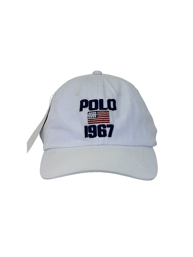 Boné Casual Polo Wear 1967 EUA - Cor bRANCO Logo aZUL