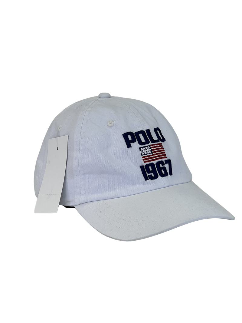 Boné Casual Polo Wear 1967 EUA - Cor bRANCO Logo aZUL