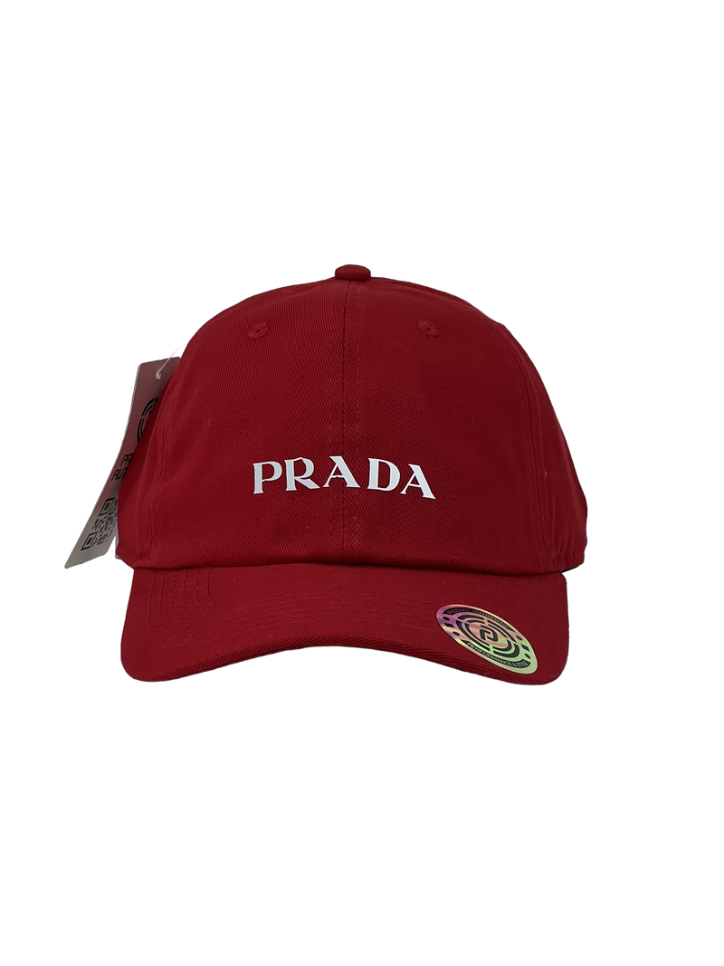 Boné Casual Prada Classic Transluc - Cor Vermelho Logo Branco