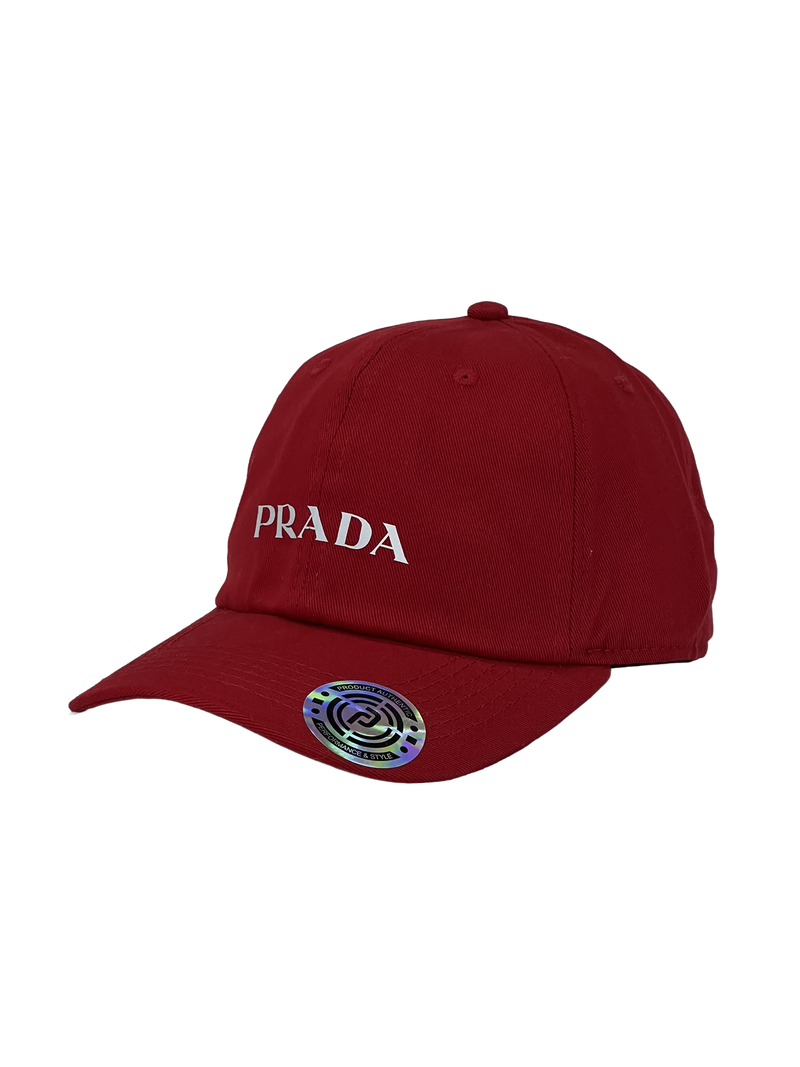 Boné Casual Prada Classic Transluc - Cor Vermelho Logo Branco