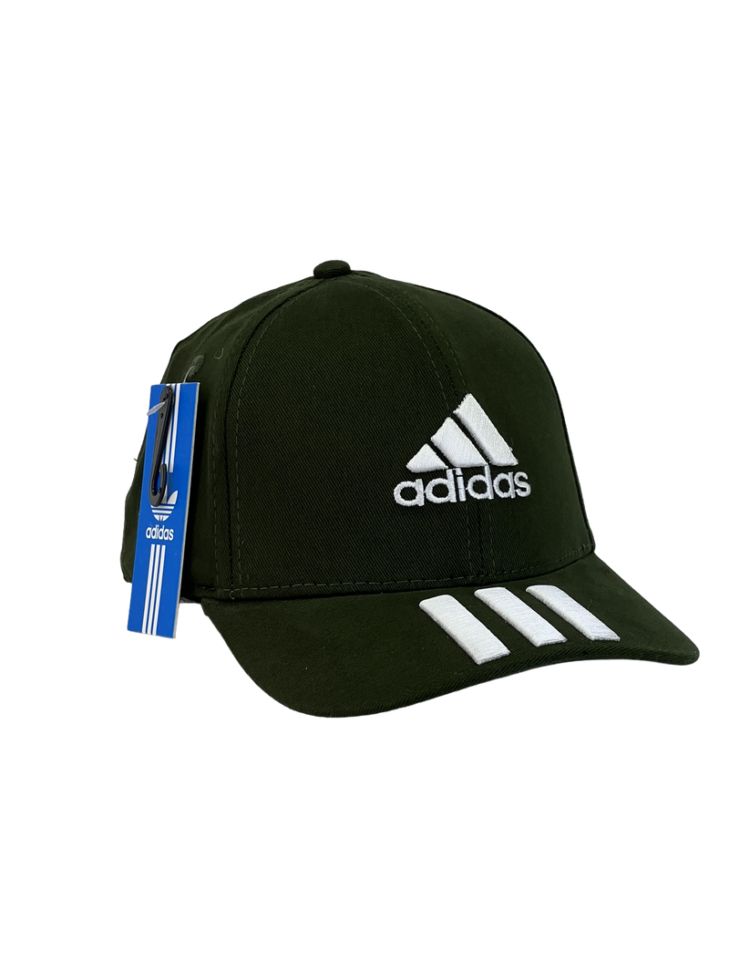 Boné Urbano Adidas Classic Listras - Cor Verde Militar Logo Branco