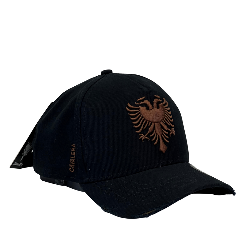 Boné Destroyed Cavalera BIG - Cor Preto  Logo Marrom