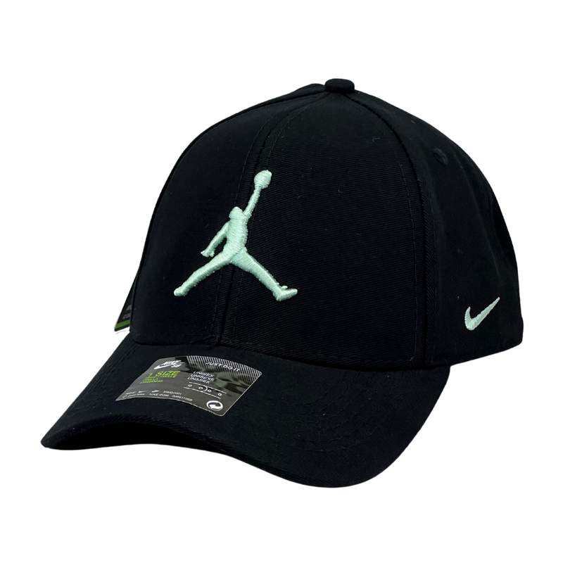Boné Casual Nike Jordan - Cor Preto  Logo Verde Agua