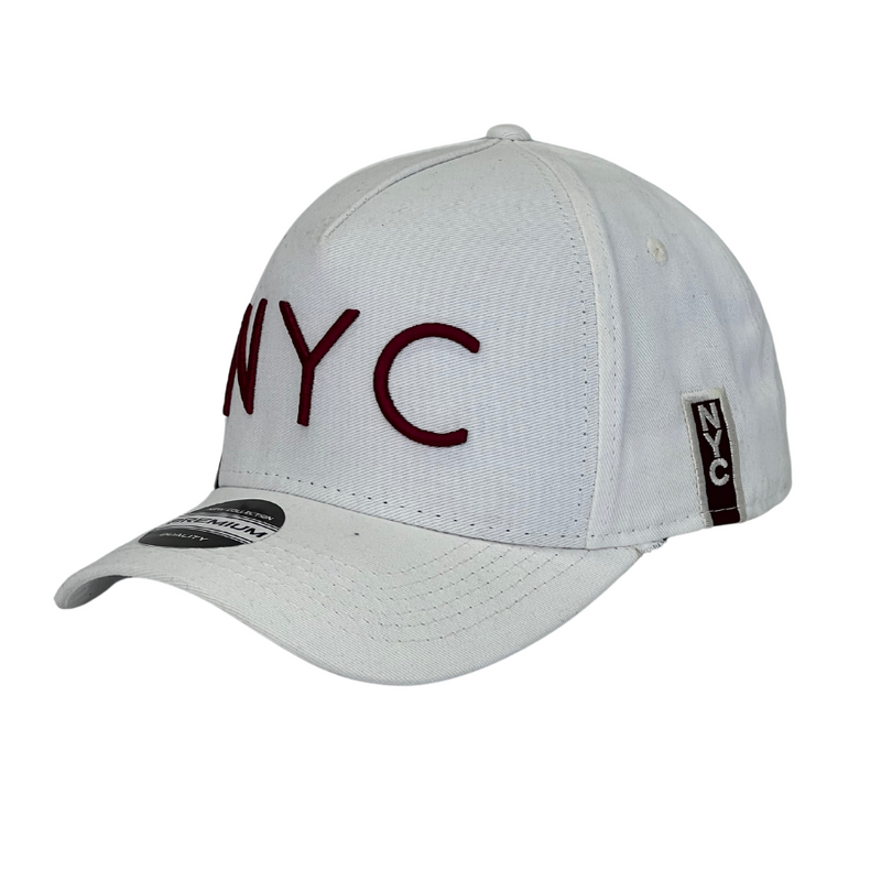 Boné Urbano New York City NYC - Cor Branco  Logo Vinho