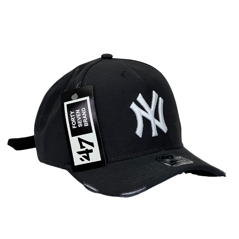 Boné Destroyed New York Yankees - Cor Cinza  Logo Branco