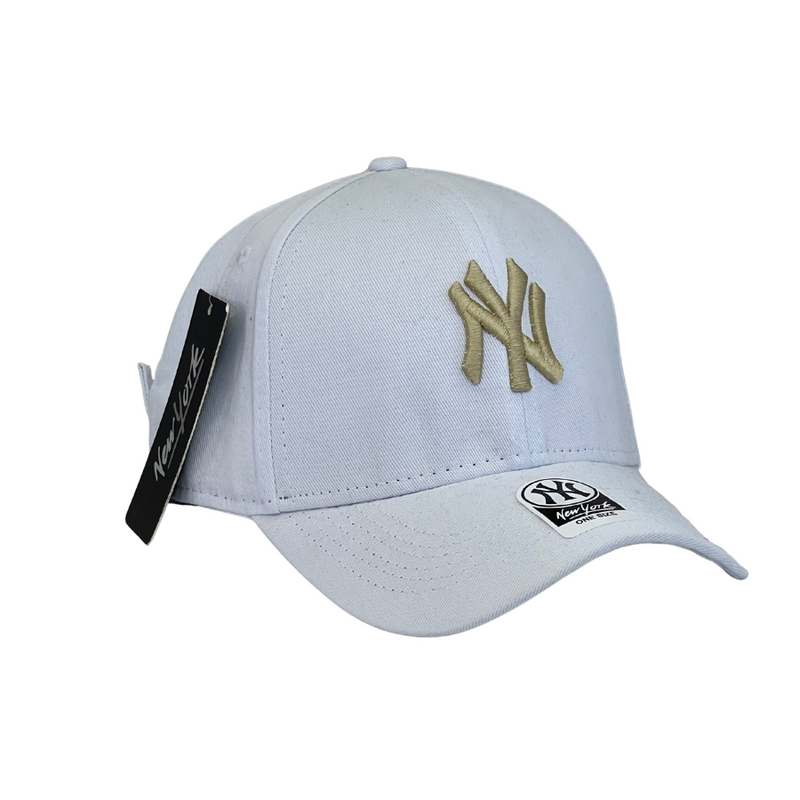 Boné Urbano New York Yankees Basic - Cor Branco  Logo Dourado