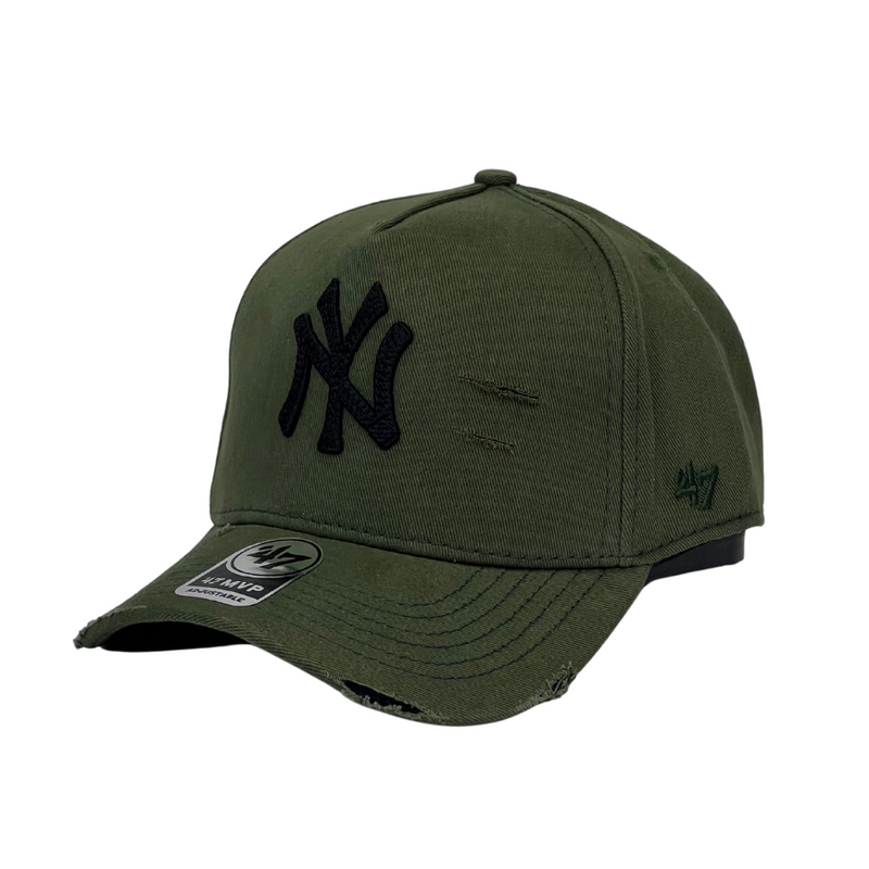 Boné Destroyed New York Yankees - Cor Verde  Logo Preto