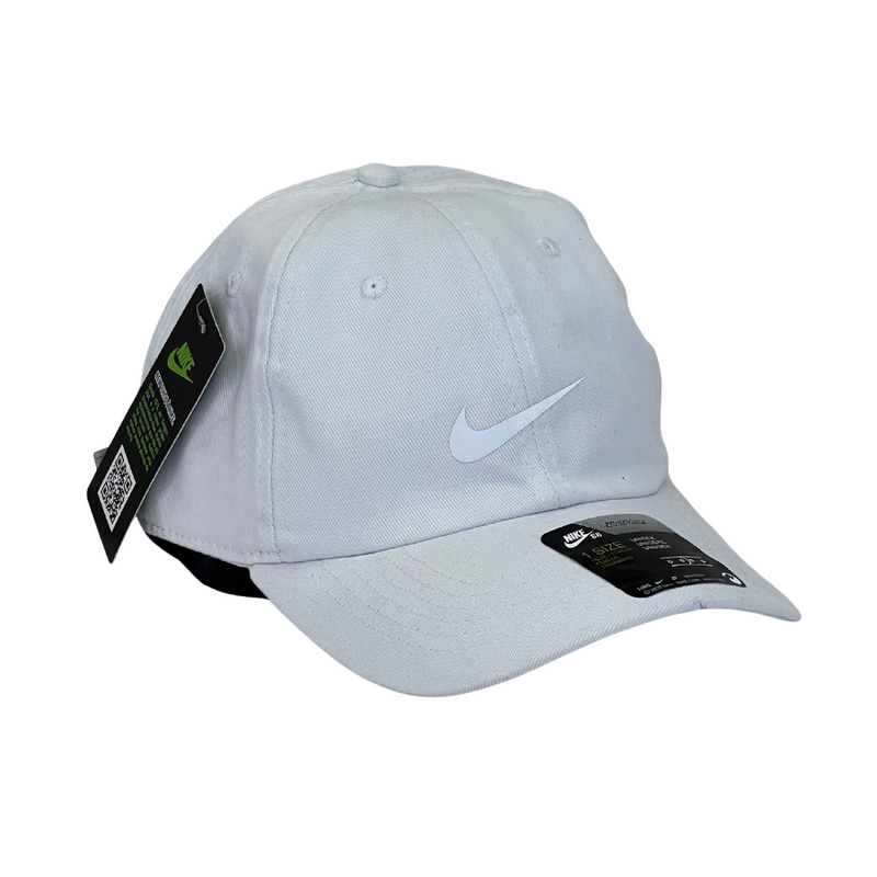 Boné Casual Nike Basics - Cor Branco  Logo Cinza