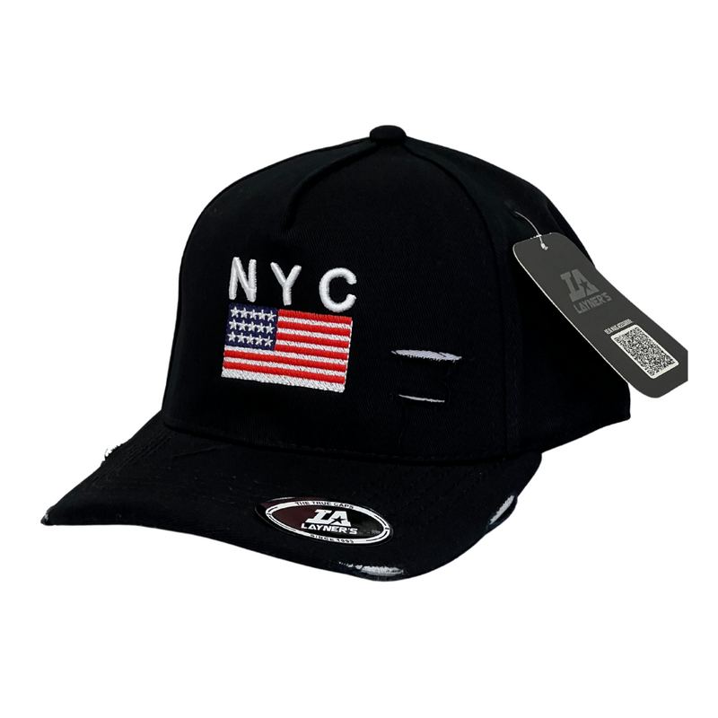 Boné Destroyed New York City - Cor Preto  Logo Original
