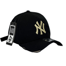 Boné Destroyed New York Yankees - Cor Preto  Logo Dourado