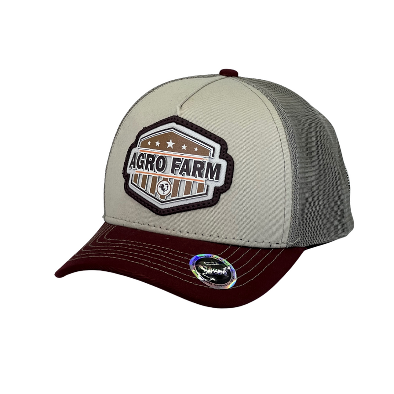 Boné Trucker Agro AGRO FARM - Cor Bege  Logo Original