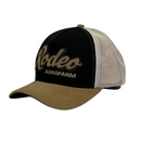 Boné Trucker Rodeo AgroFarm - Cor Preto e Bege  Logo Marrom