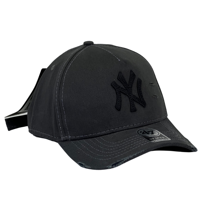 Boné Destroyed New York Yankees - Cor Cinza  Logo Preto