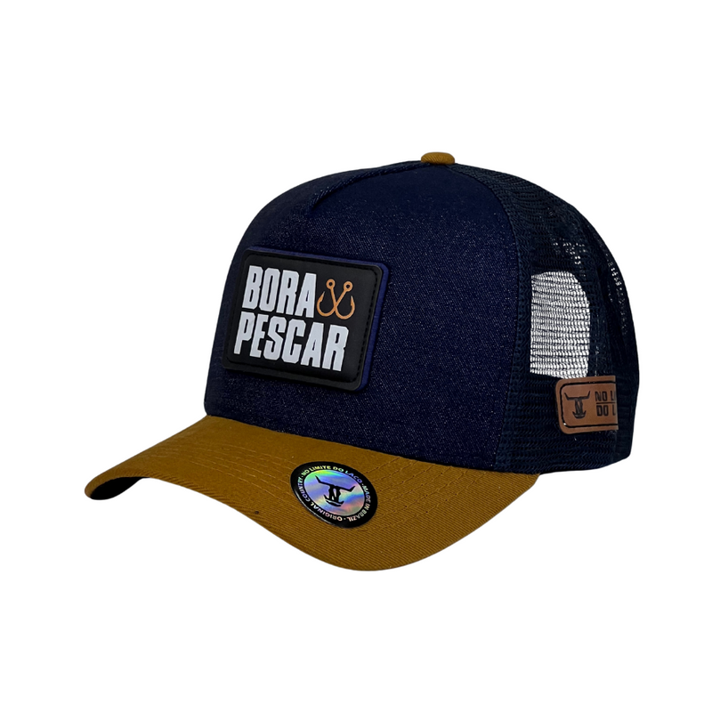 Boné Trucker Agro Bora Pescar - Cor Azul Escuro  Logo Original