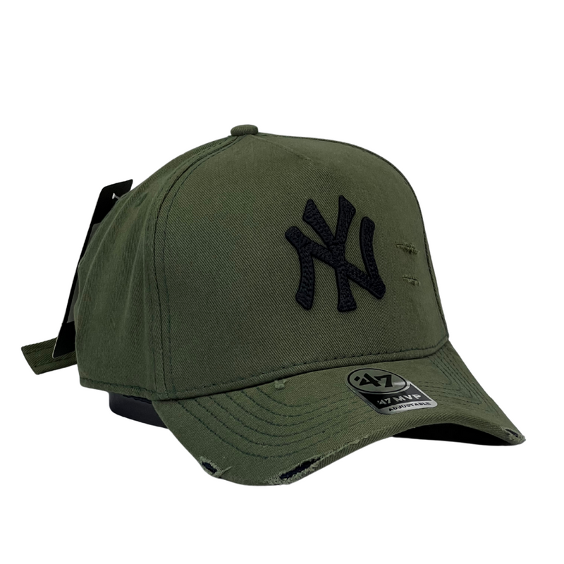 Boné Destroyed New York Yankees - Cor Verde  Logo Preto