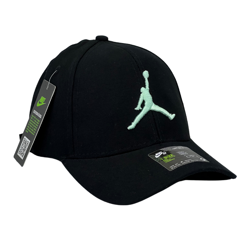 Boné Casual Nike Jordan - Cor Preto  Logo Verde Agua