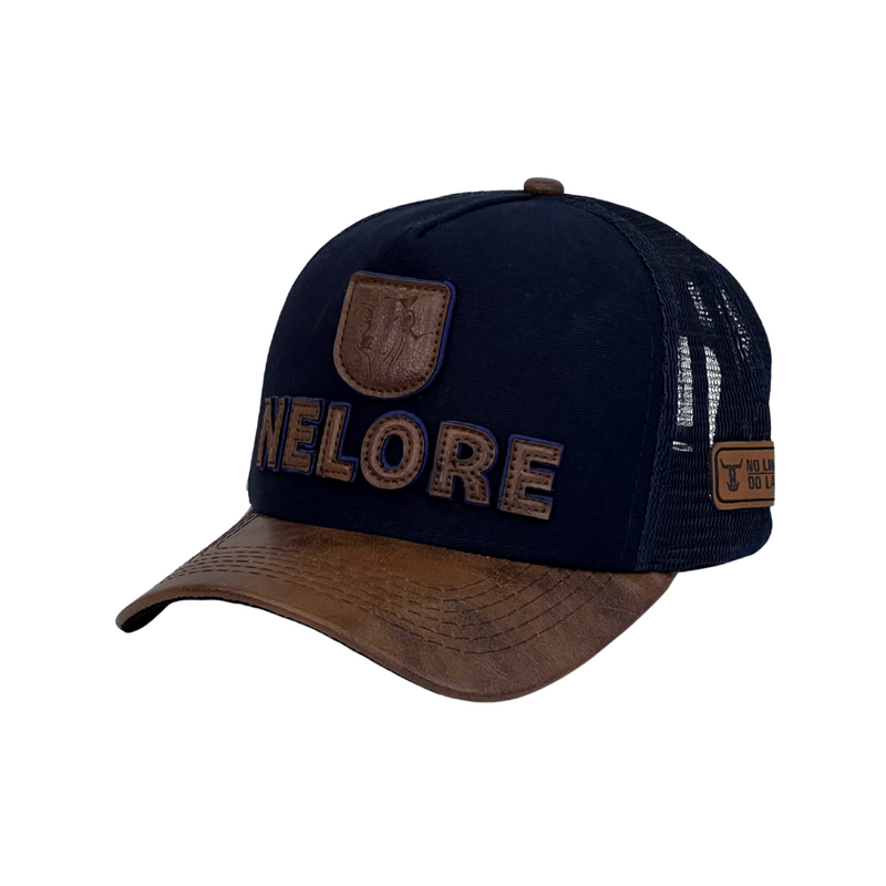Boné Trucker Agro NELORE - Cor Preto  Logo Marrom